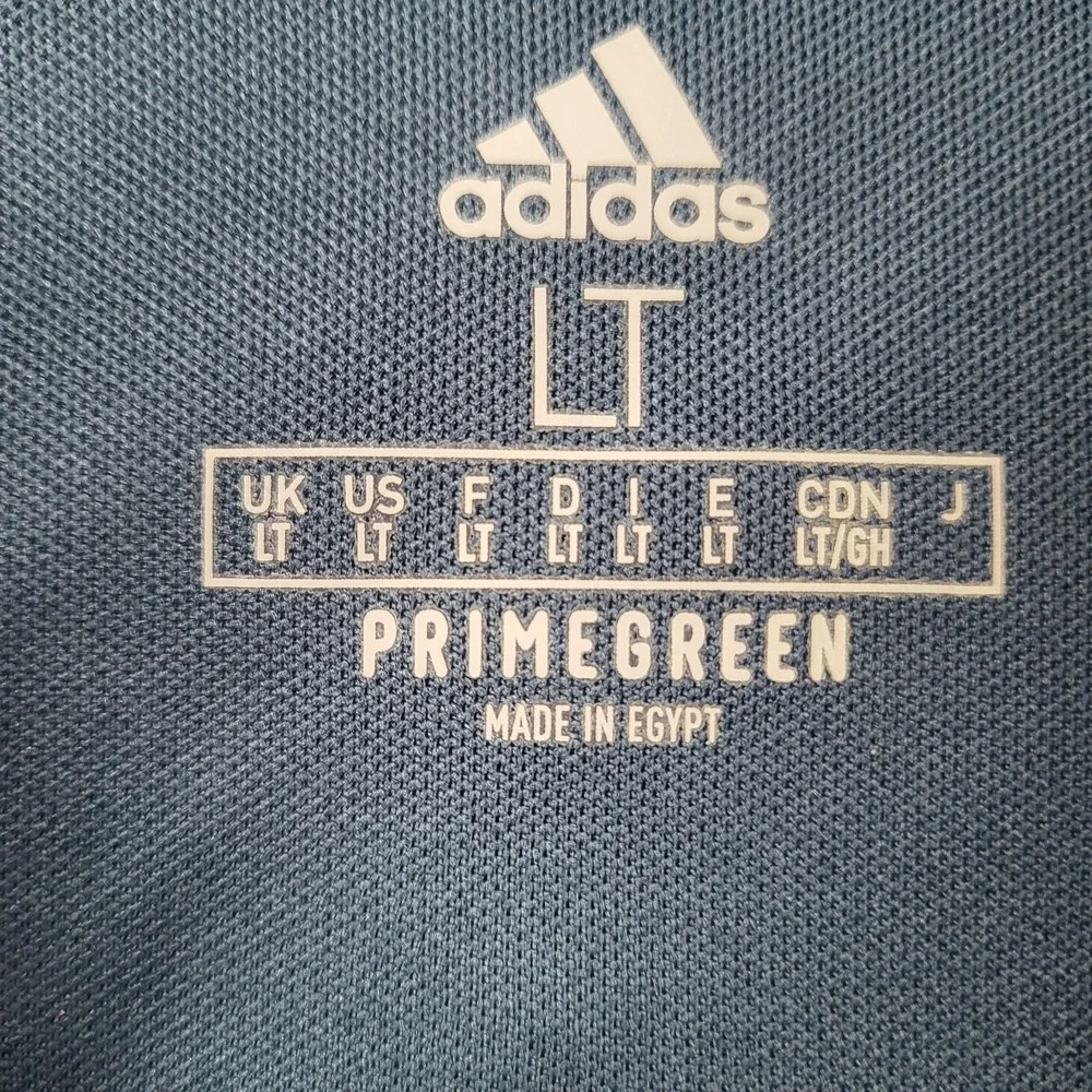 Adidas Pullover Mens LT Blue Colorblock Primegreen Quarter Zip Athletic